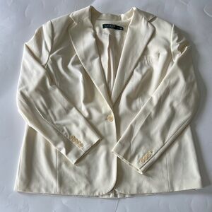 Lauren Ralph Lauren Cream Blazer/Suit Jacket Size 18W EUC